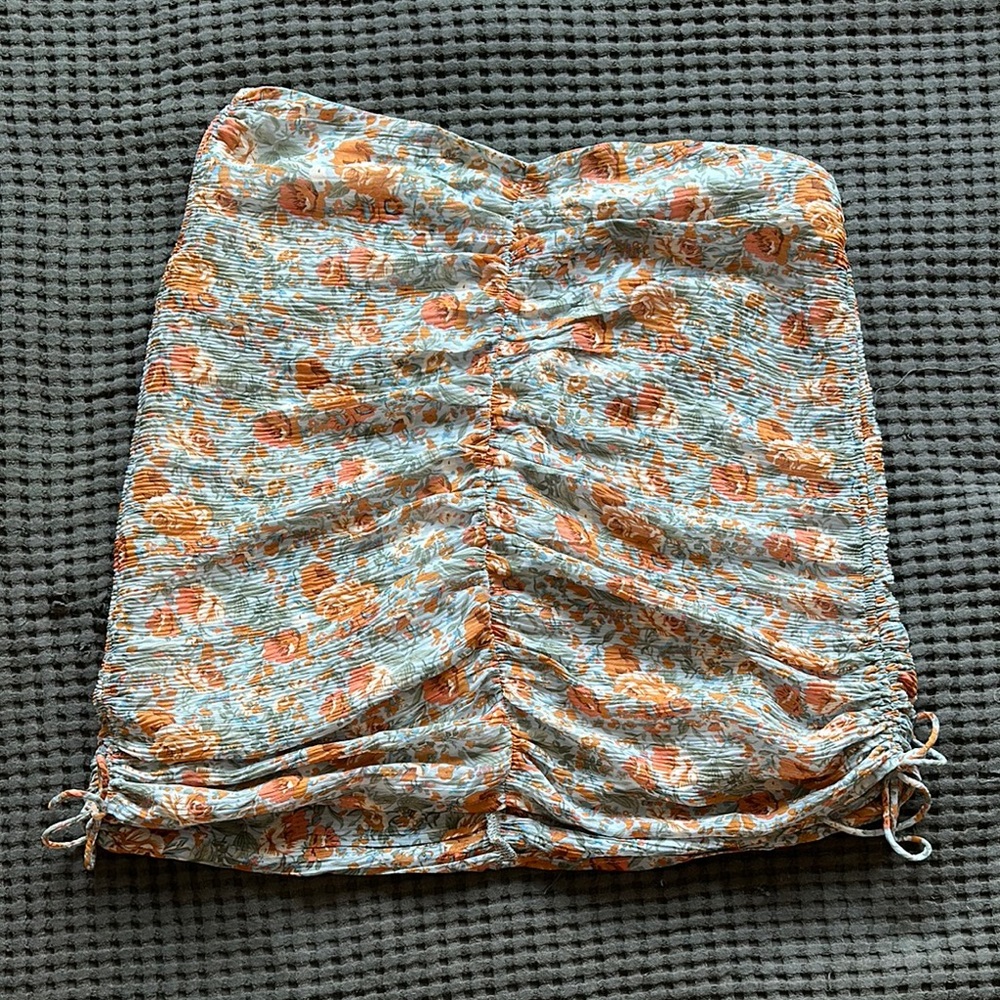 Floral Ruched Mini Skirt